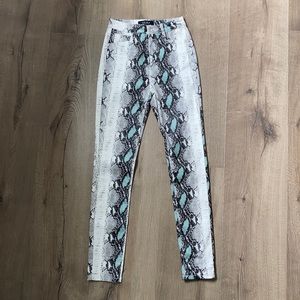 NWT High Waisted Snake Print Faux Leather Pants